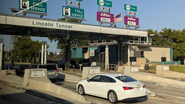 Toll booths going to the Lincoln Tunnel in New York