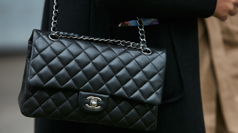 Close up of Chanel Classic Flap bag