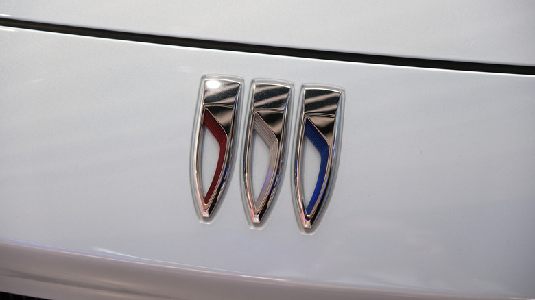 The Buick car brand logo close up.