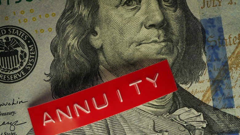 annuity label on top of $100 bill