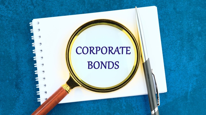 corporate bonds written on notepad