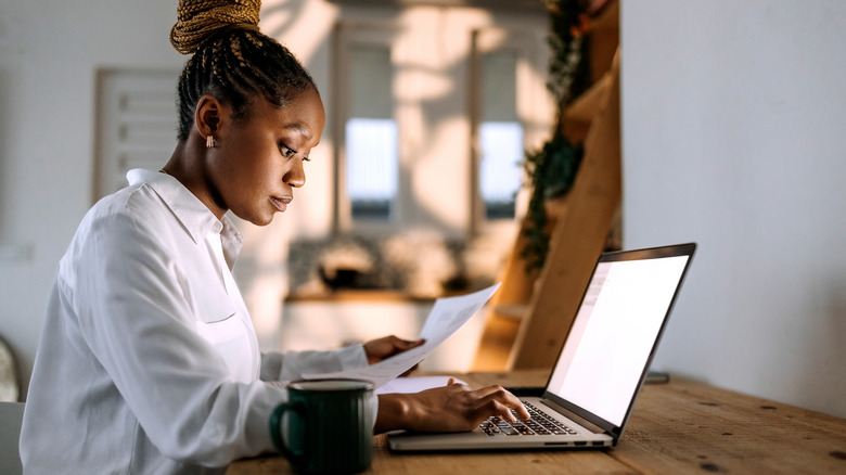 woman working on laptop
