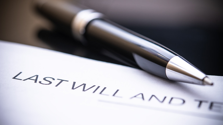 closeup of a pen and will document