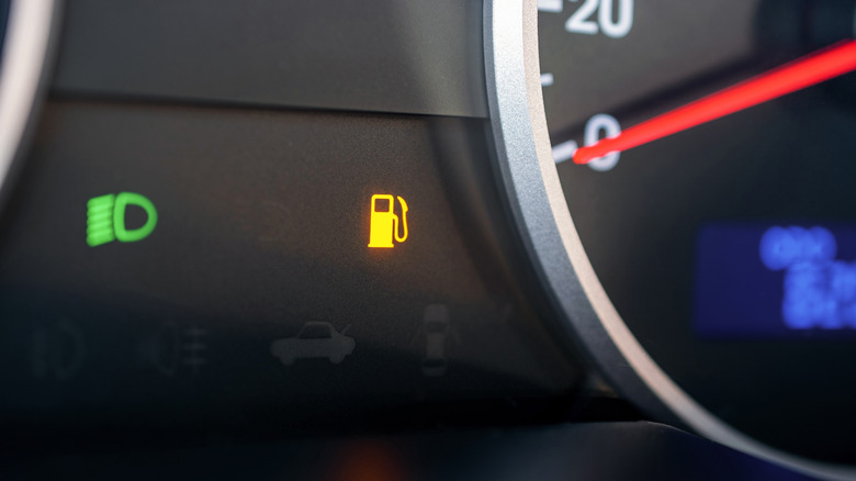 Gas gauge fuel empty.