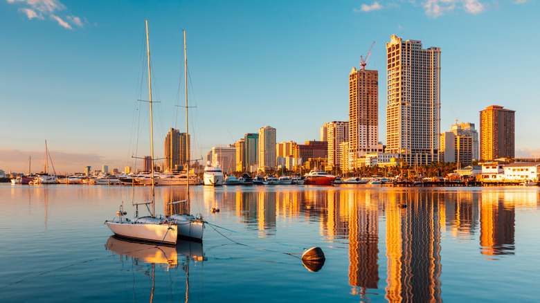 Manila Bay-side view of the Manila City skyline