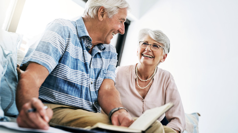 older couple looking at documents