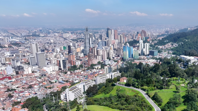 Picture of Bogota skyline featuring nearby hills and and mountains