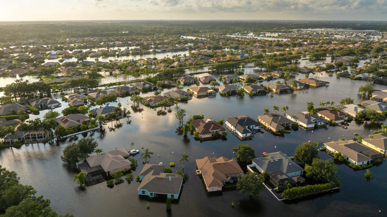 Flooding in Florida caused by tropical storm from hurricane Debby.
