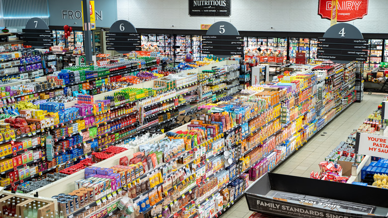 overhead view of grocery store