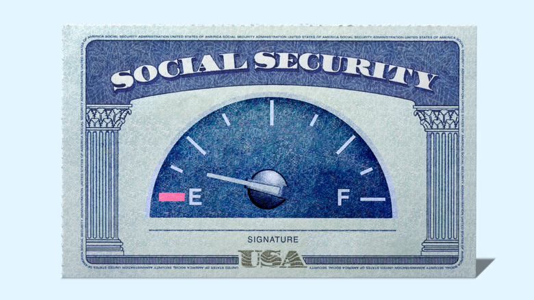 A fuel gauge and a Social Security card.
