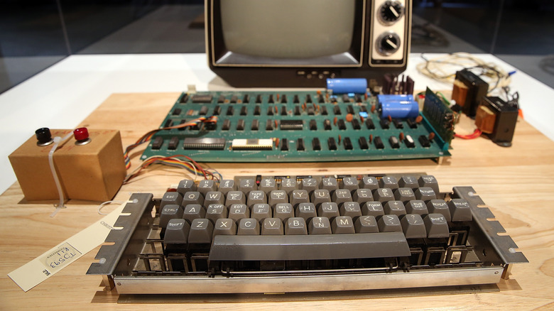 An Apple-1 computer, built in 1976, on display.