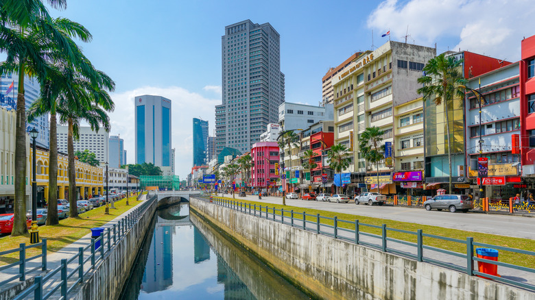 Johor Bahru skyscrapers river bank