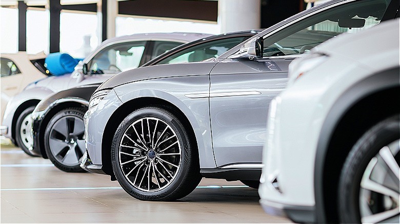 A row of new cars
