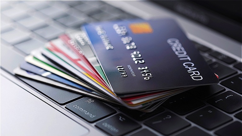 Person holding credit cards