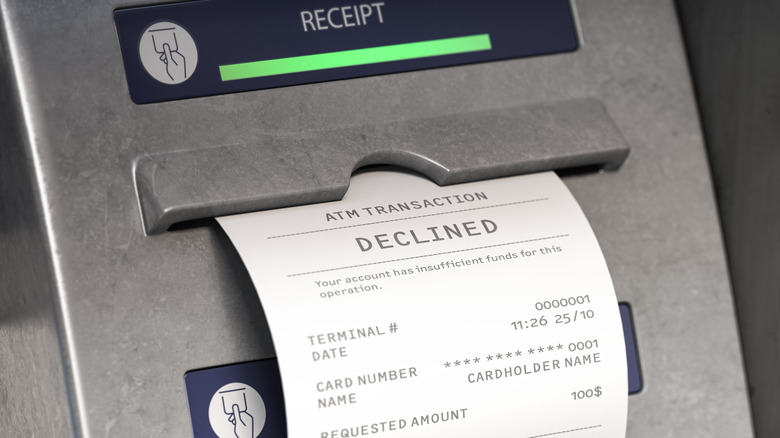 withdrawal declined for insufficinet funds