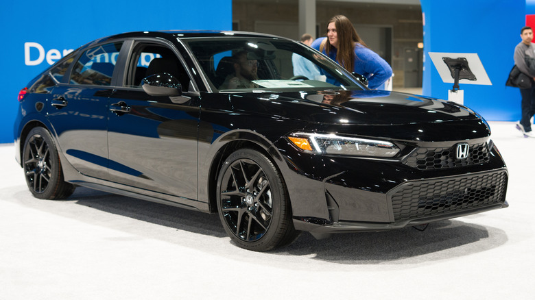 A black Honda Accord sedan showcased at the 2026 Chicago Auto Show.