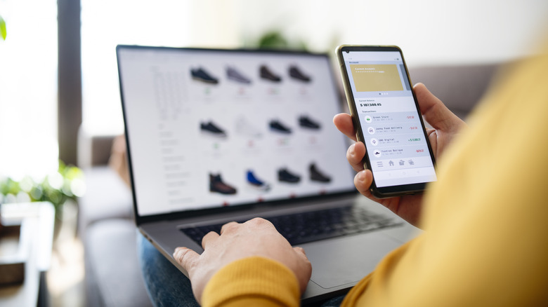 A woman shopping online
