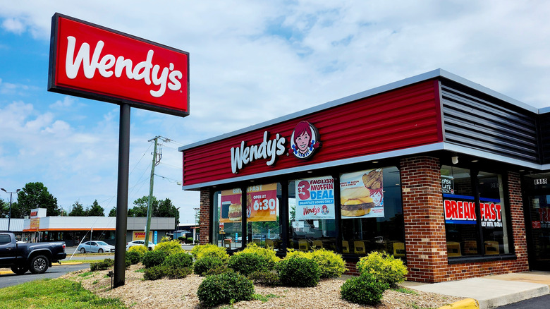 Wendy's fast food restaurant exterior.