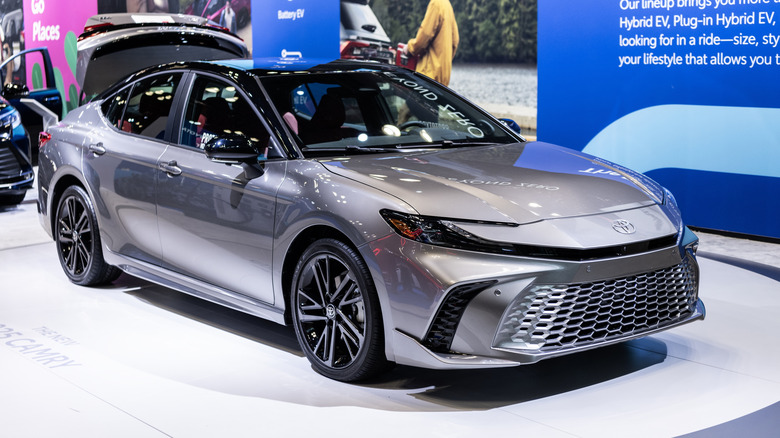 A 2026 Toyota Camry on display.