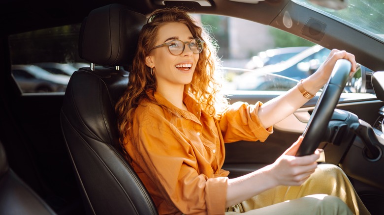 driver in rental car