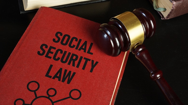 Social security law is shown using a text