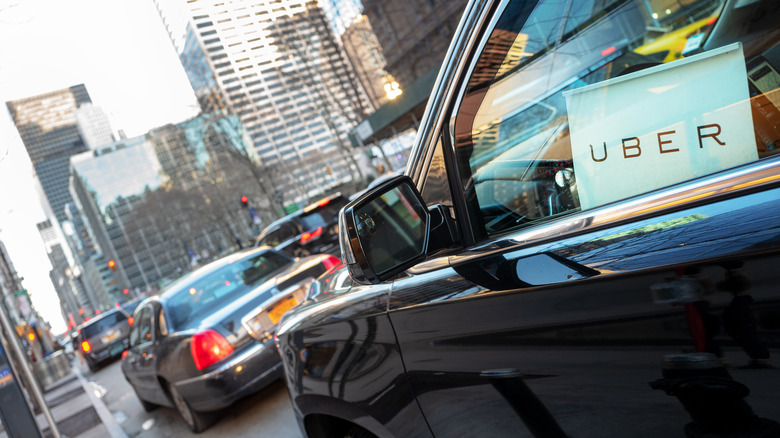 Uber car driving in Manhattan