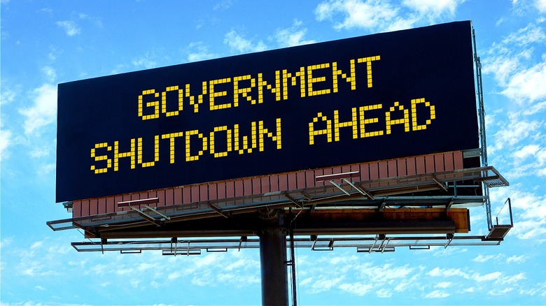 lighted government shutdown sign