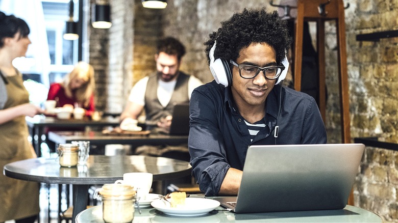 Person working from coffee shop