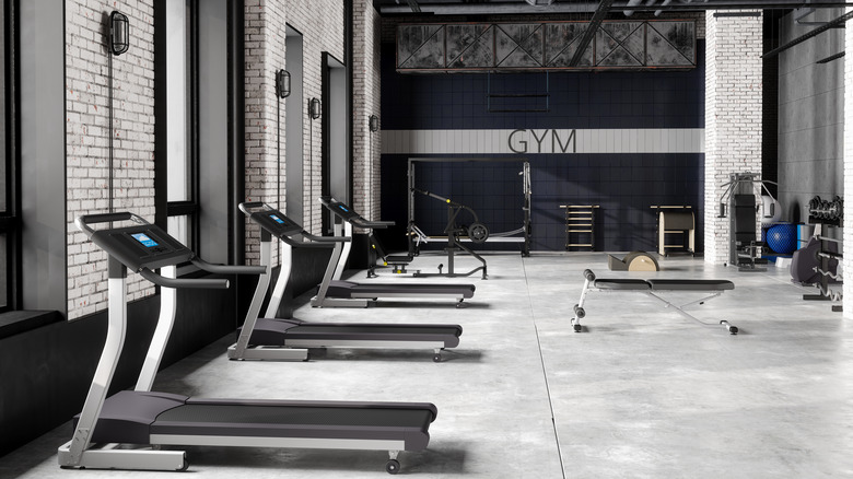 a brightly lit gym