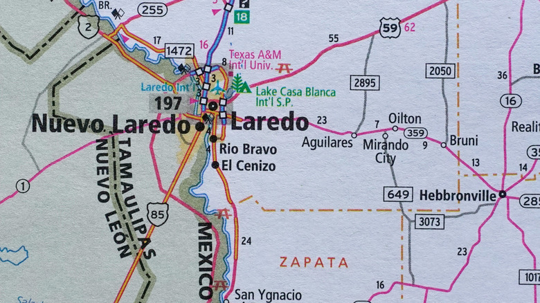 Laredo, Texas on a map