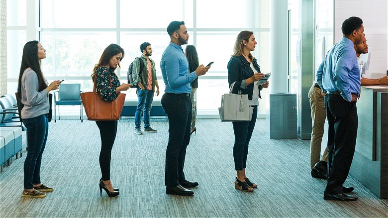 Customers waiting in line