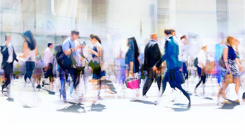 People walking around outside