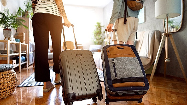 Couple travelling with luggage