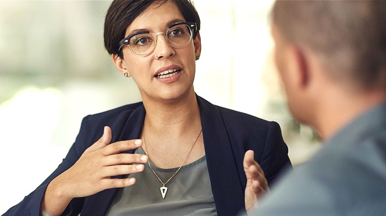 Financial adviser offering advice