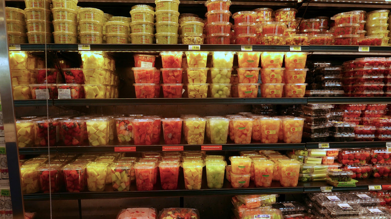 A selection of freshly cut fruit for sale at Gelson's.