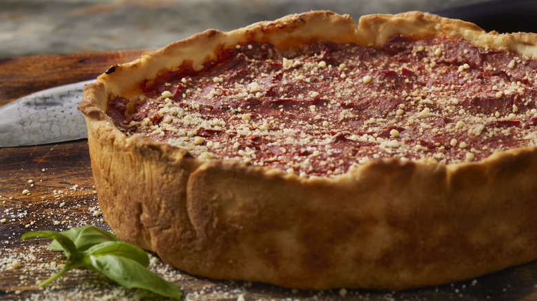 Chicago style deep dish pizza