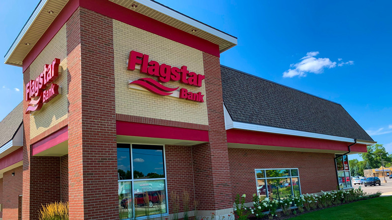 A brick Flagstar bank location on a sunny day