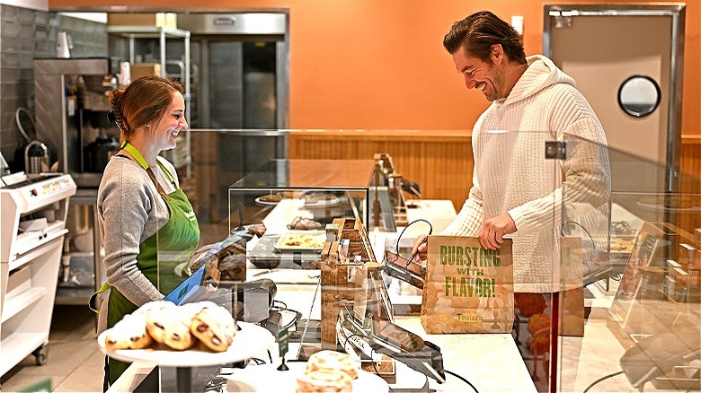 Customer being served at Panera