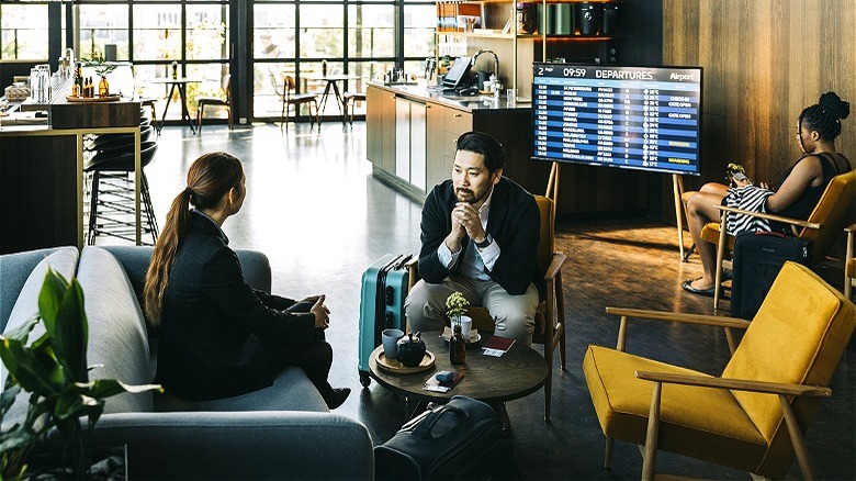 Guests inside airport lounge