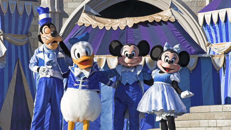 Characters of Mickey, Minnie, Dondald, and Goofy at Disney World