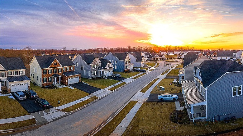 Aerial view of neighborhood