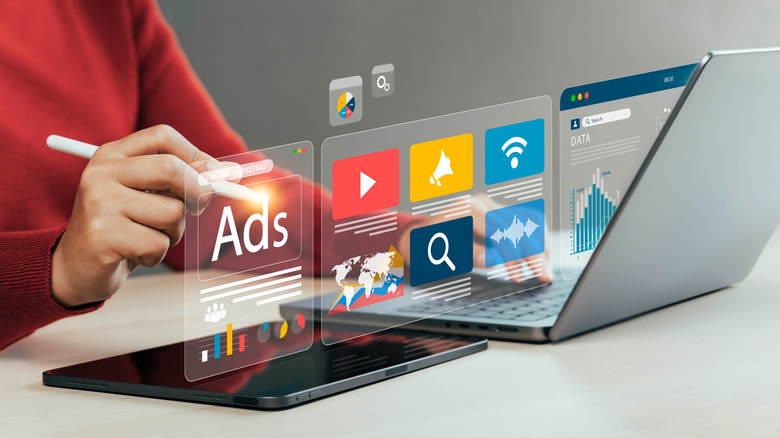 Concept of digital marketing; ad, product ads, promotion of products