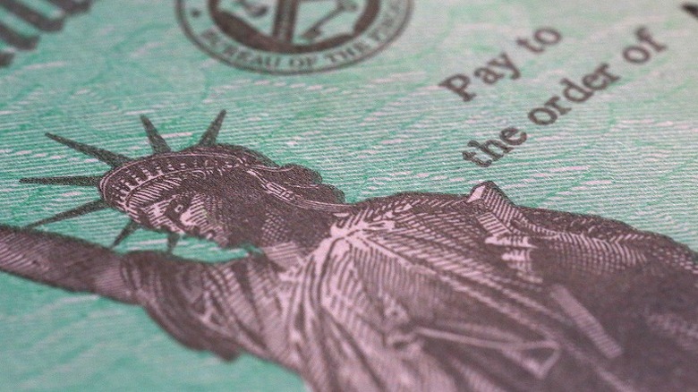Close-up of Social Security check