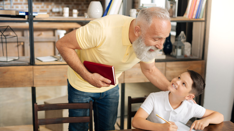 grandfather giving child advice