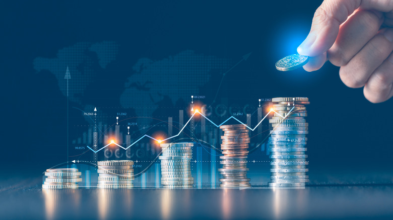 coins stacked in growing levels