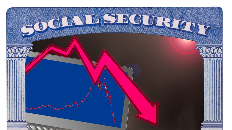 Social security card showing down arrow as the fund runs out of money