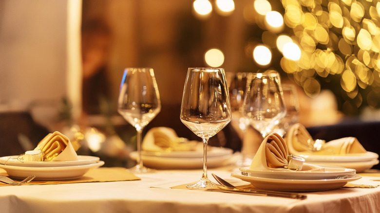A set table at restaurant