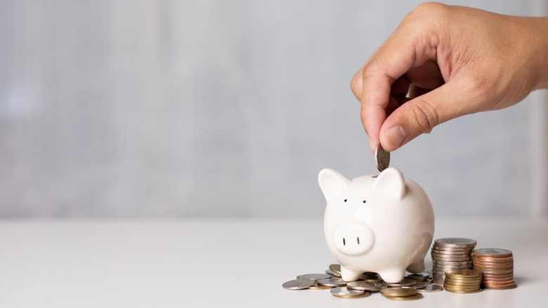 saving with piggy bank