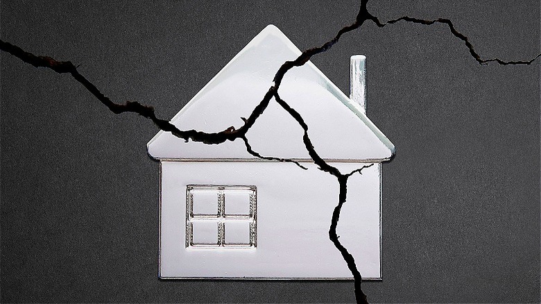 Home with crack through it