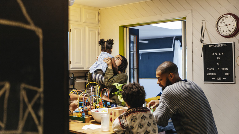 a middle class family in the kitchen